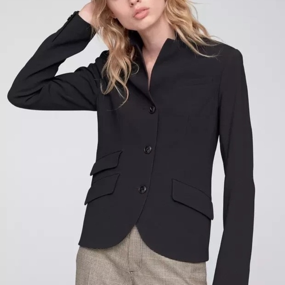$598 Unworn Rag & Bone Slade Crepe Fabric Blazer in Black - Picture 1 of 8